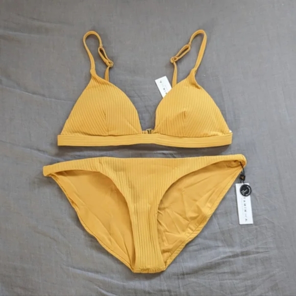 yellow ribbed bikini